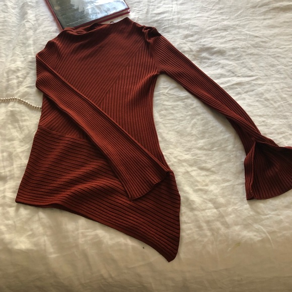 TOPSHOP Asymmetrical Ribbed Sweater, rust - Picture 5 of 6